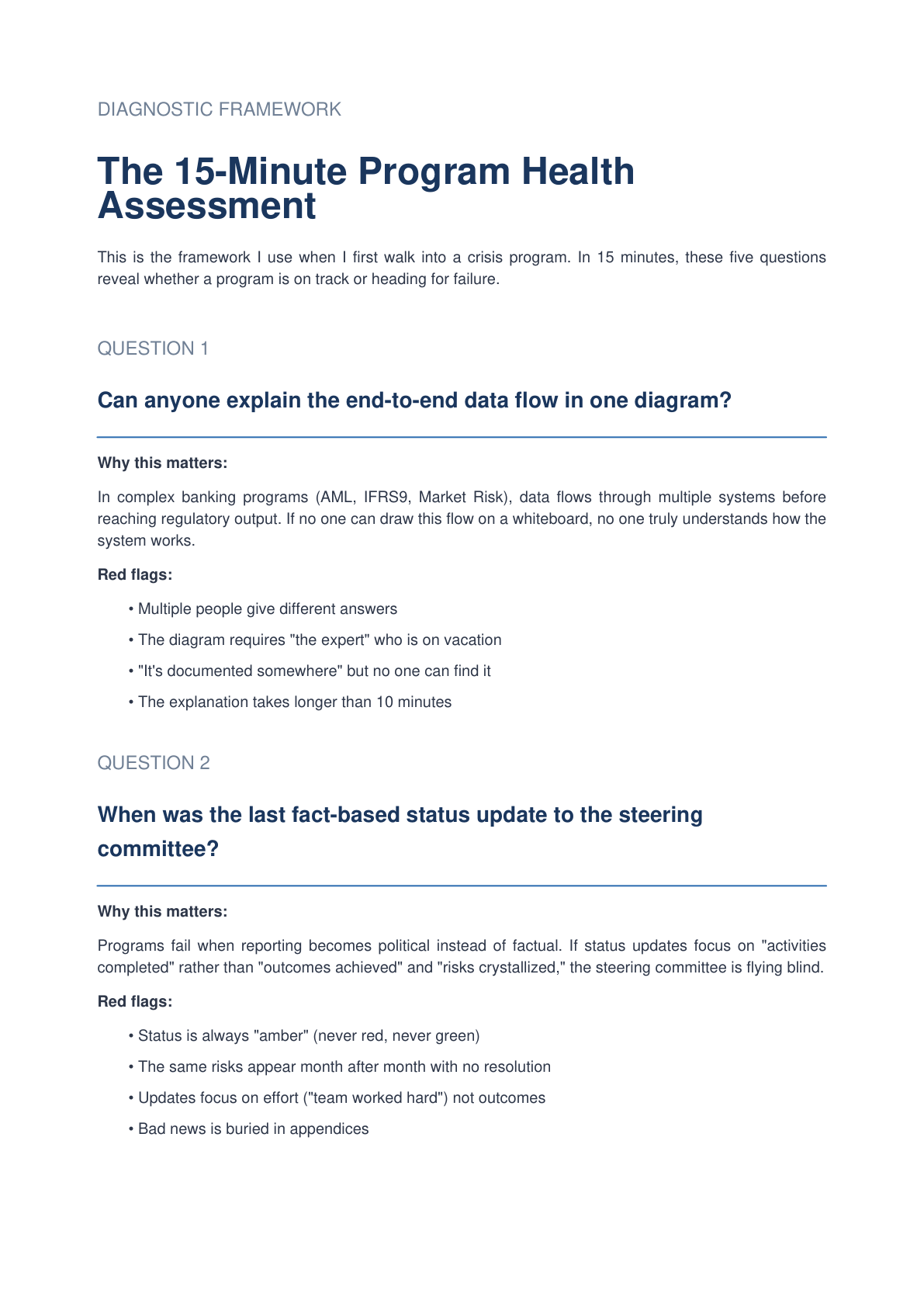 Program Health Assessment Framework